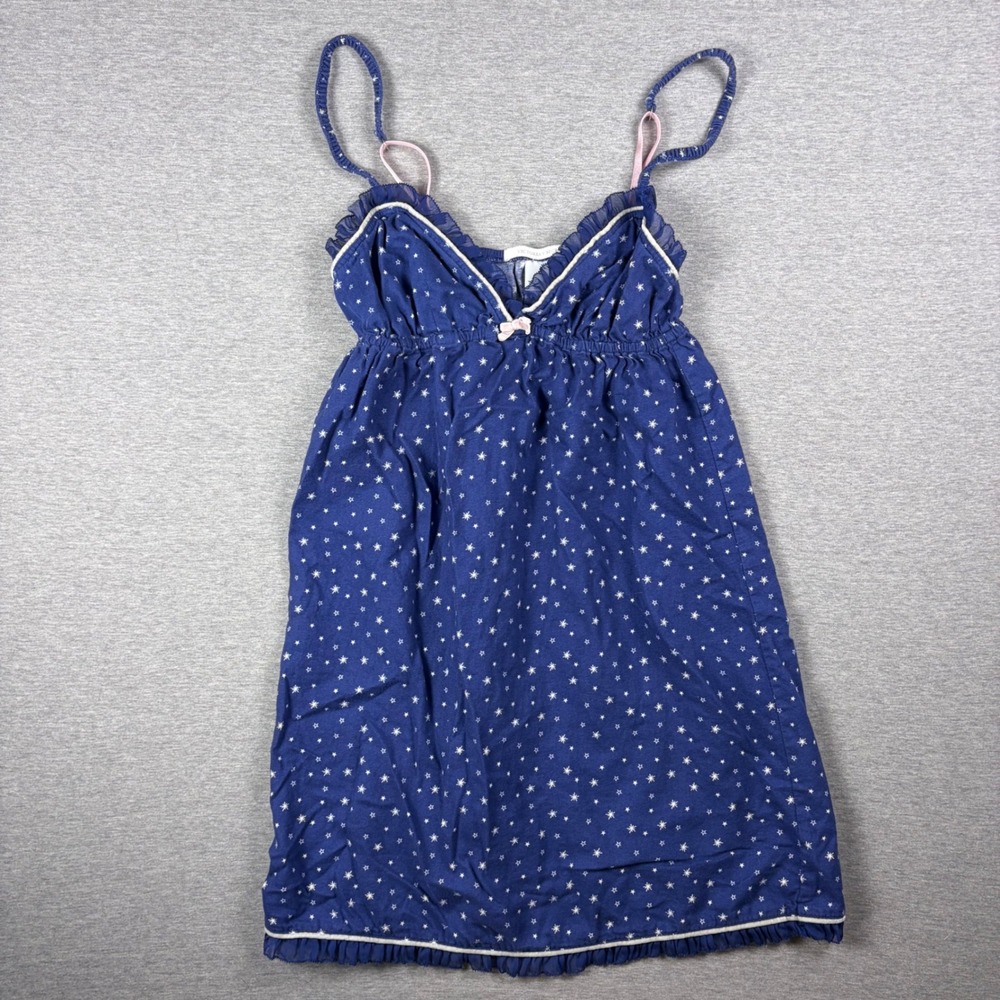 Victoria's Secret Babydoll Slip Dress Small Stars Cotton Ruffle Nightgown